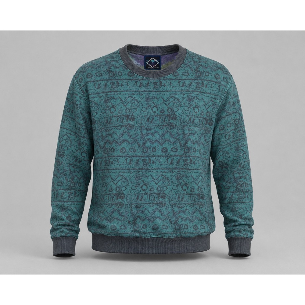 Vintage 90s Santana Fleece Sweatshirt Mens Large Aztec Geometric Pullover Teal